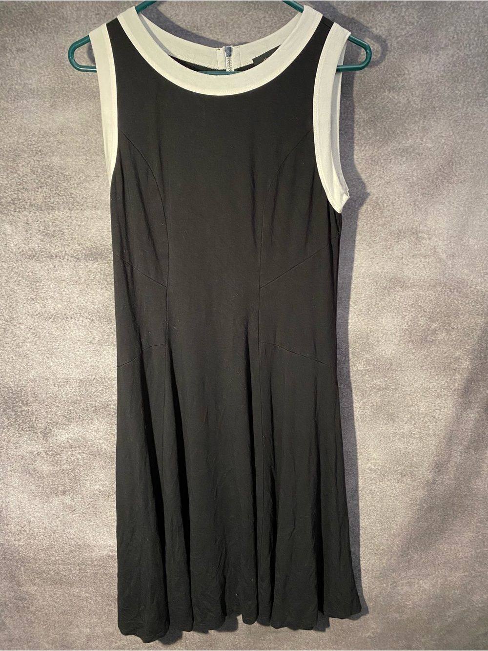 Karen Kane Women XL Black White Colorblock Fit & Flare Zip Dress Sleeveless